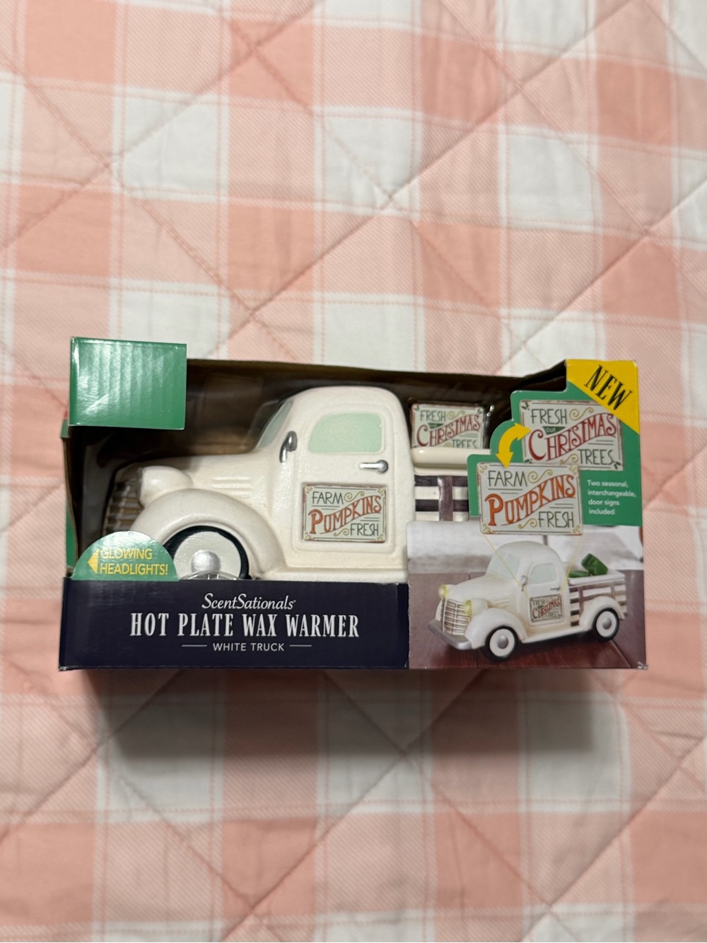 ScentSationals White Truck Hot Plate Wax Warmer - Farm Pumpkins Design